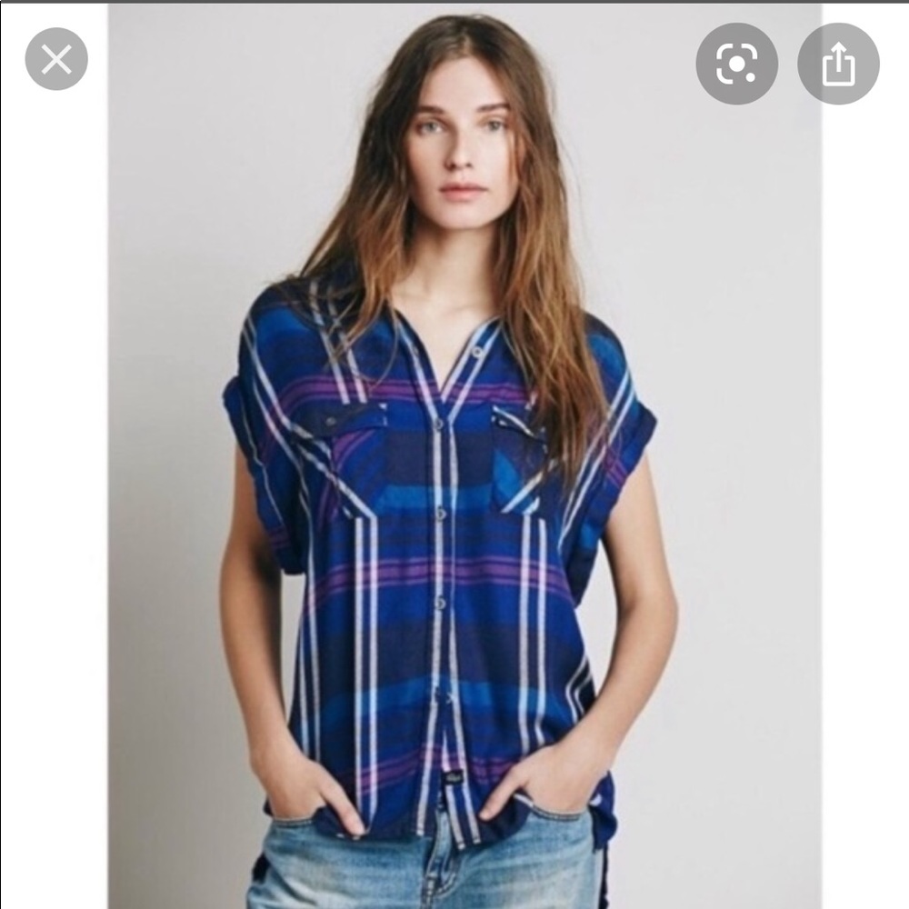 Rails x Free People Plaid Short Sleeve Button Up